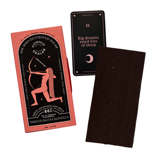 85% Dark Chocolate Bar - Mood Uplifting (Hibiscus Salt & Calendula)